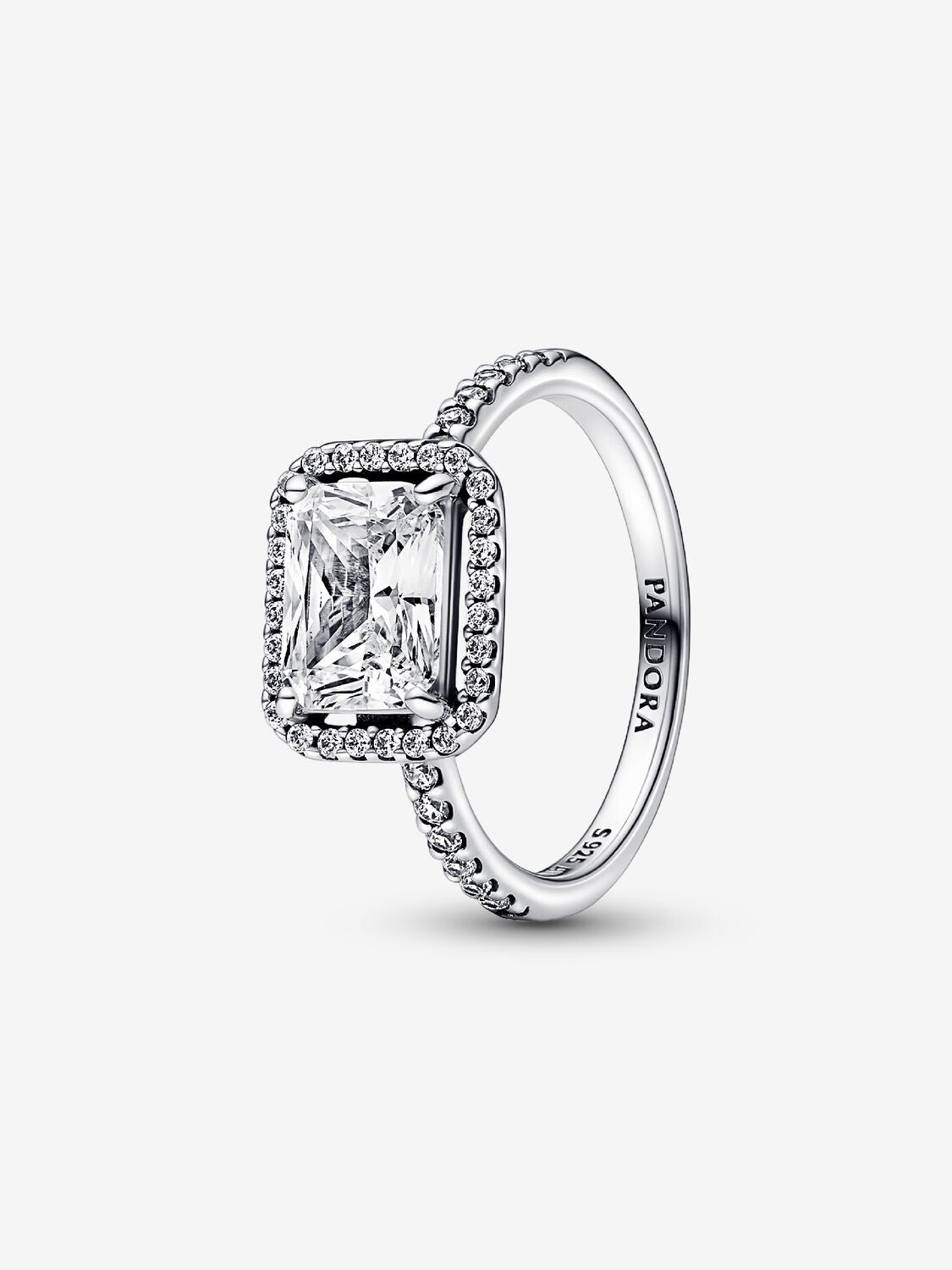 Pandora Rectangular Sparkling Halo Ring