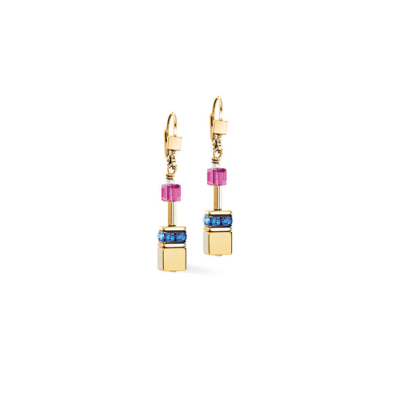 Coeur de Lion GeoCube Bright Rainbow &amp; Metallic Gold Earrings