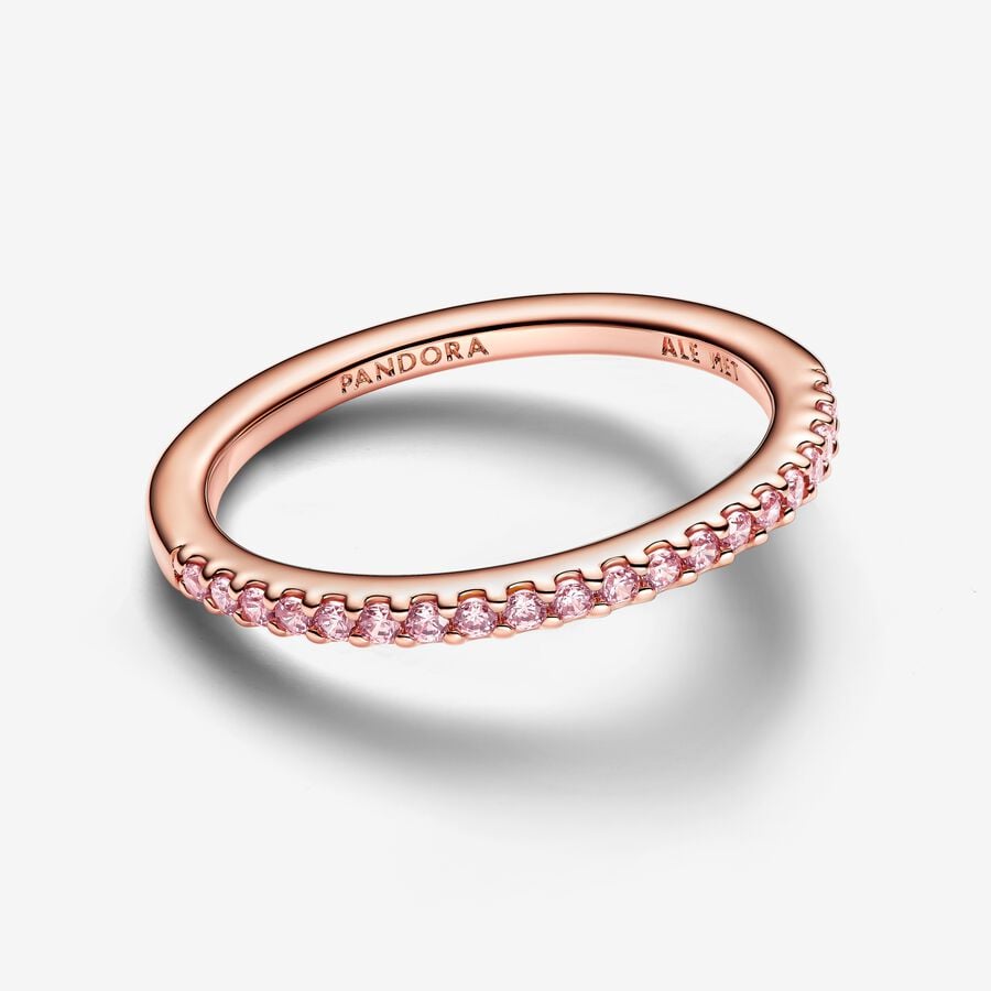 14k Rose gold-plated ring with fancy fairy tale pink cubic zirconia