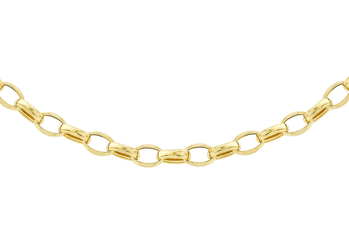9K Yellow Gold Oval Belcher Necklace