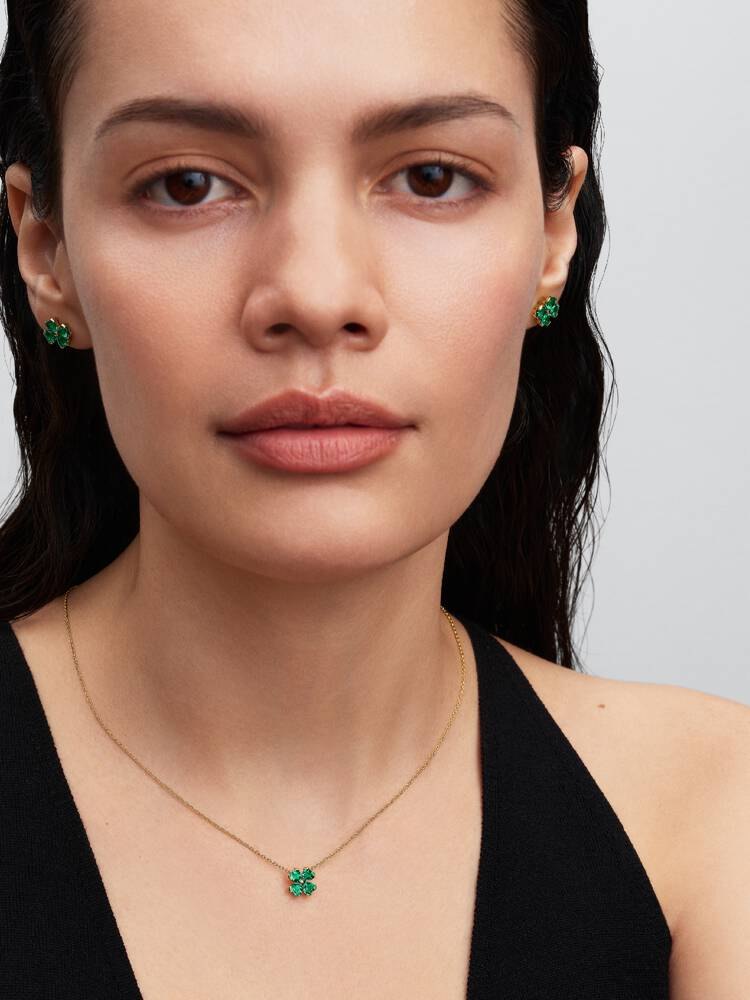 Pandora Green Lucky Clover Pendant Necklace