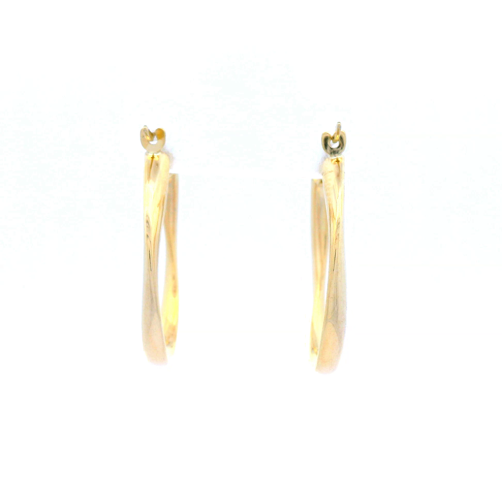 Twisted Hoop Earrings In 9 Carat Yellow Gold Silver Bonded