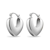 Sterling Silver Abstract Heart Hoop Earrings