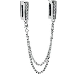 Pandora Reflexions Sparkling Silver Safety Chain w Clear CZ