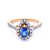 Pear Shaped Ceylon Sapphire with Diamond Halo Set Dress Ring