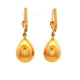 Teardrop Shaped Drop Earrings in Yellow Gold