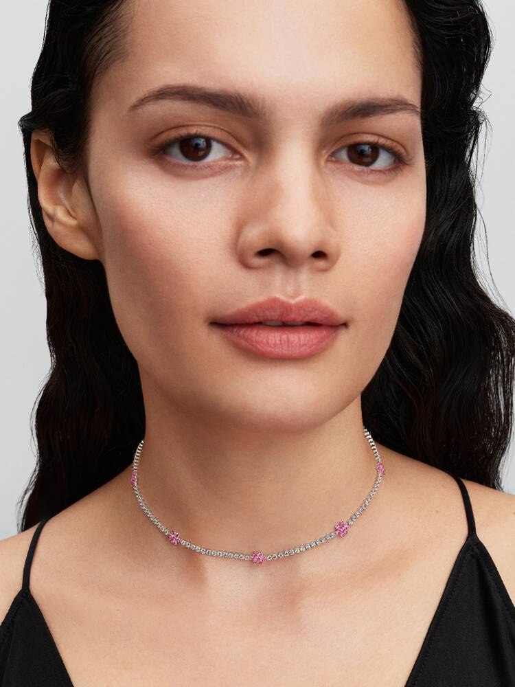 Pandora Pink Flower Tennis Necklace