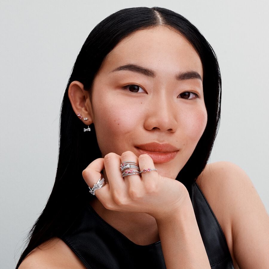 Pandora Sparkling Bow Drop Earrings