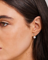 Eternal 9K Gold Lab Grown Diamond & Freshwater Pearl Stud Earrings
