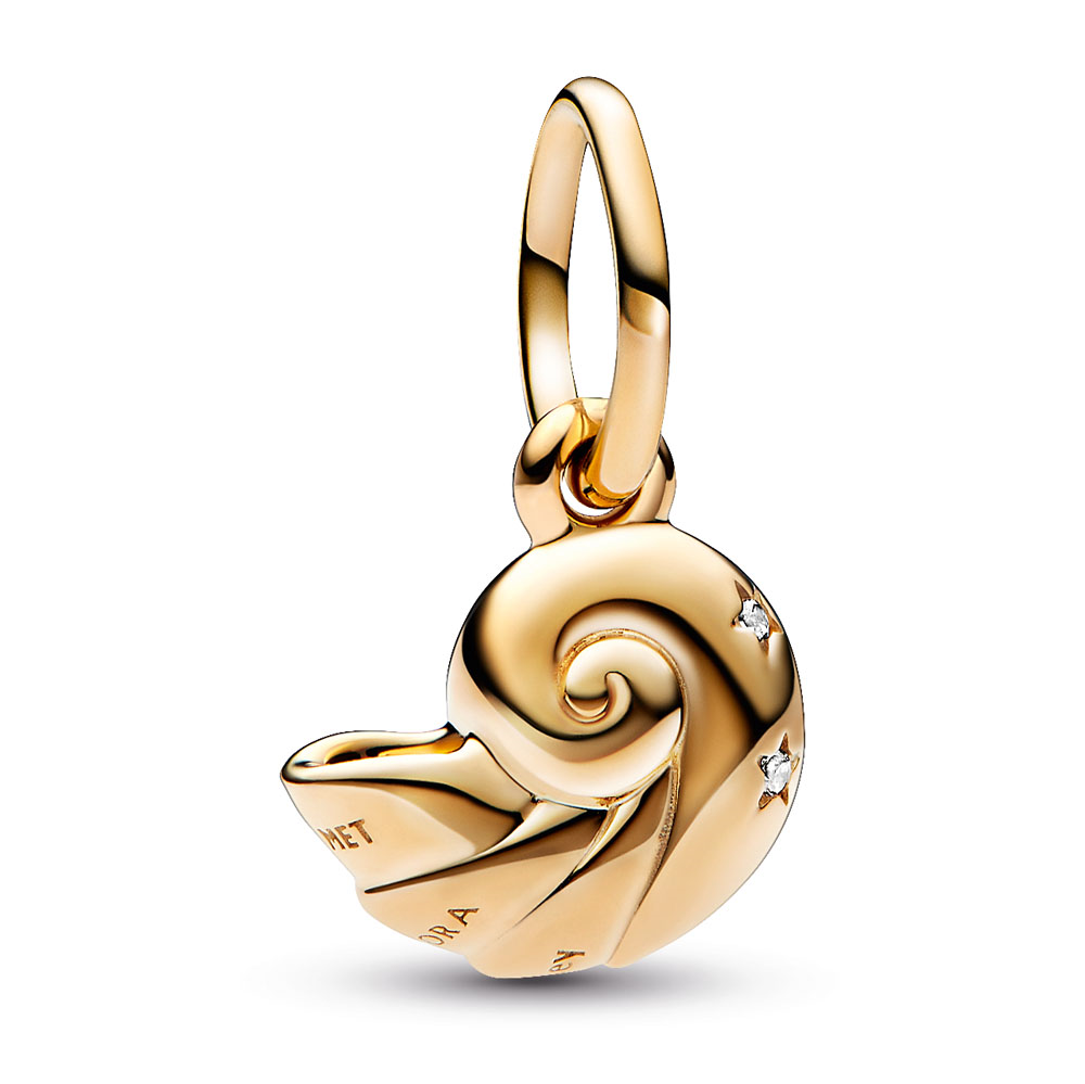 Disney The Little Mermaid shell 14k gold-plated dangle with clear cubic zirconia