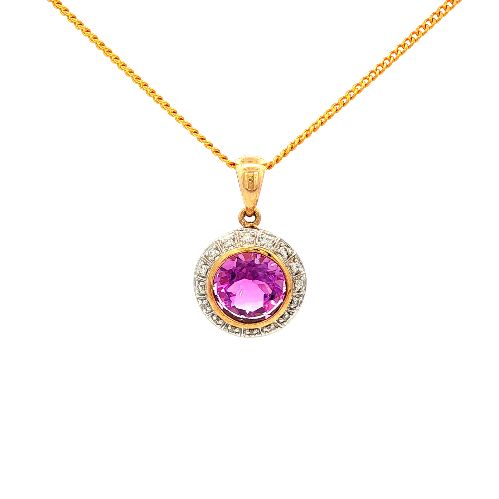Round Frame Diamond & Amethyst Pendant