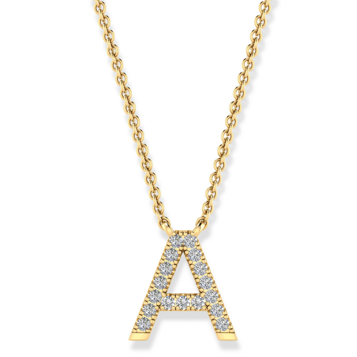 Diamond Set &quot;S&quot; Initial Necklace in 9 carat Yellow Gold