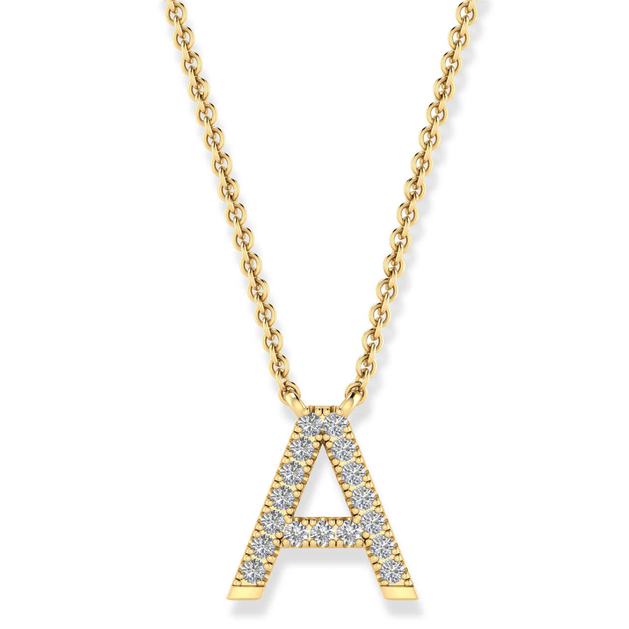 Diamond Set "S" Initial Necklace in 9 carat Yellow Gold