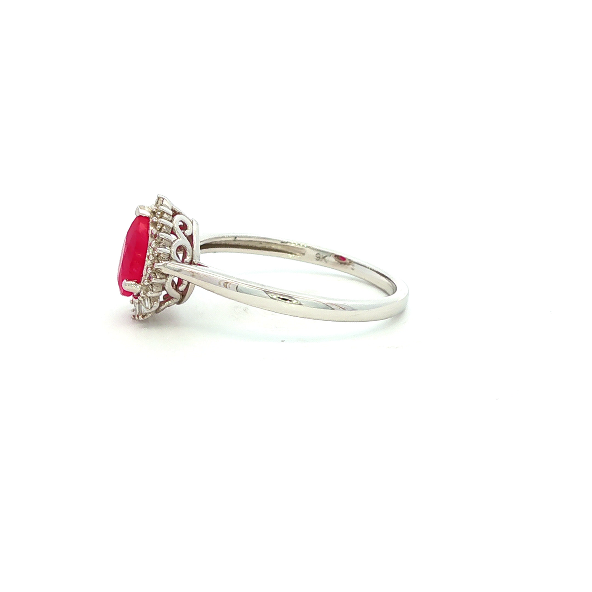 Pear Ruby Ring with Diamonds in White Gold