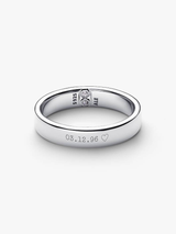 Engravable sterling silver ring with clear cubic zirconia