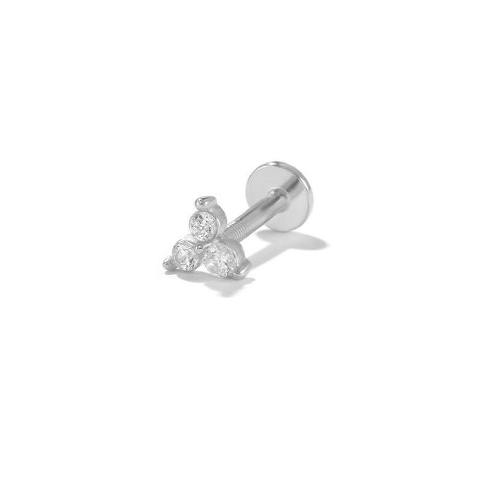 Flat Back Single Earring with Triangle CZ Design