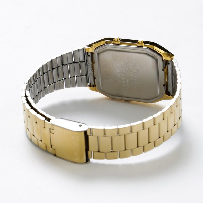 Casio AQ230GA-9D Men's Analog Digital Dual Time Gold Tone Metal Band Watch