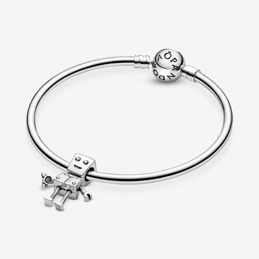 Boy robot silver charm