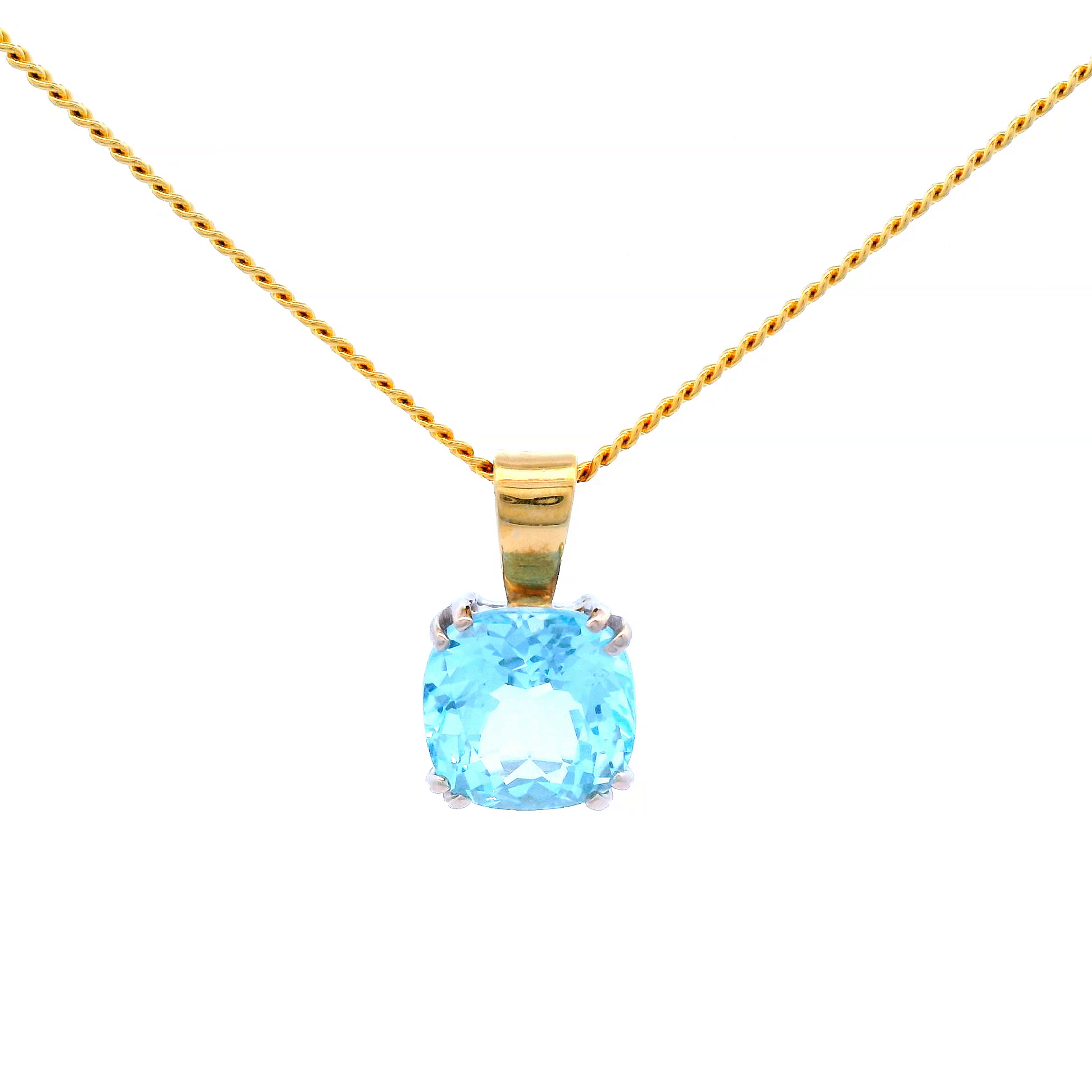 Blue Topaz Pendant in Yellow Gold