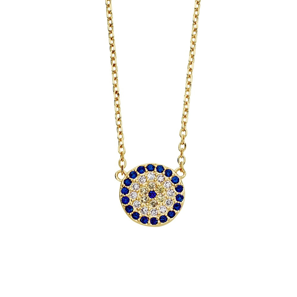 Sterling Silver Gold Plated Evil Eye Necklace