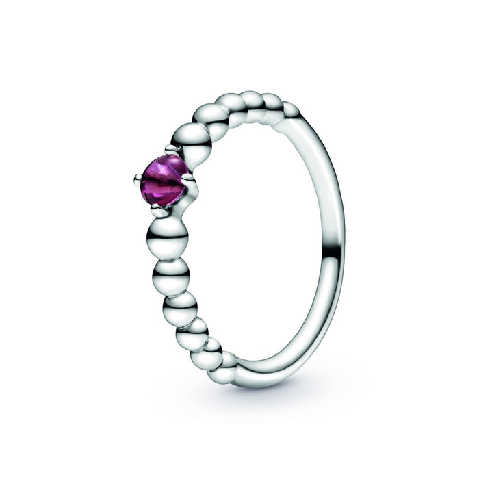 July Passionate Red Silver Ring with Man-Made Red Crystal