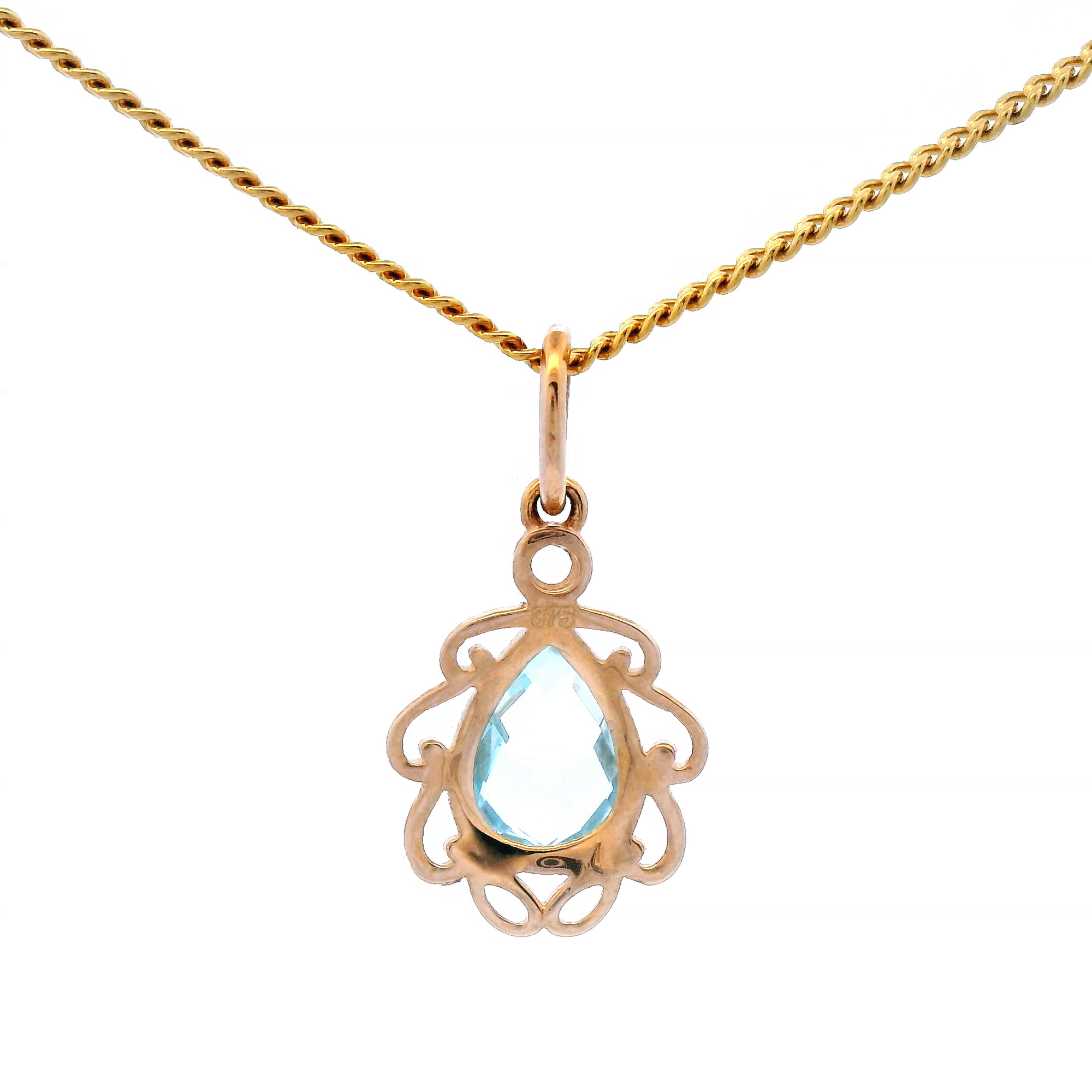 9ct Yellow Gold Blue Topaz Pendant