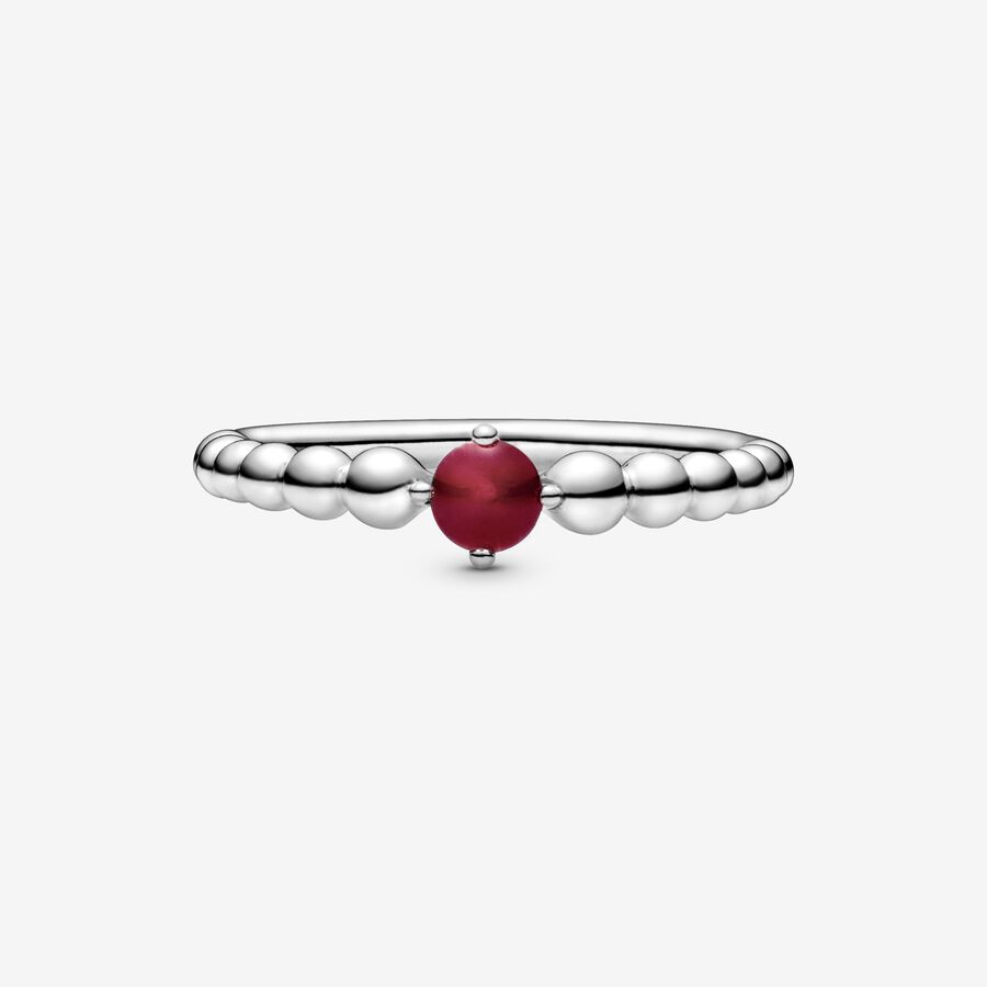 Sterling silver ring with treated dark red topaz - 52