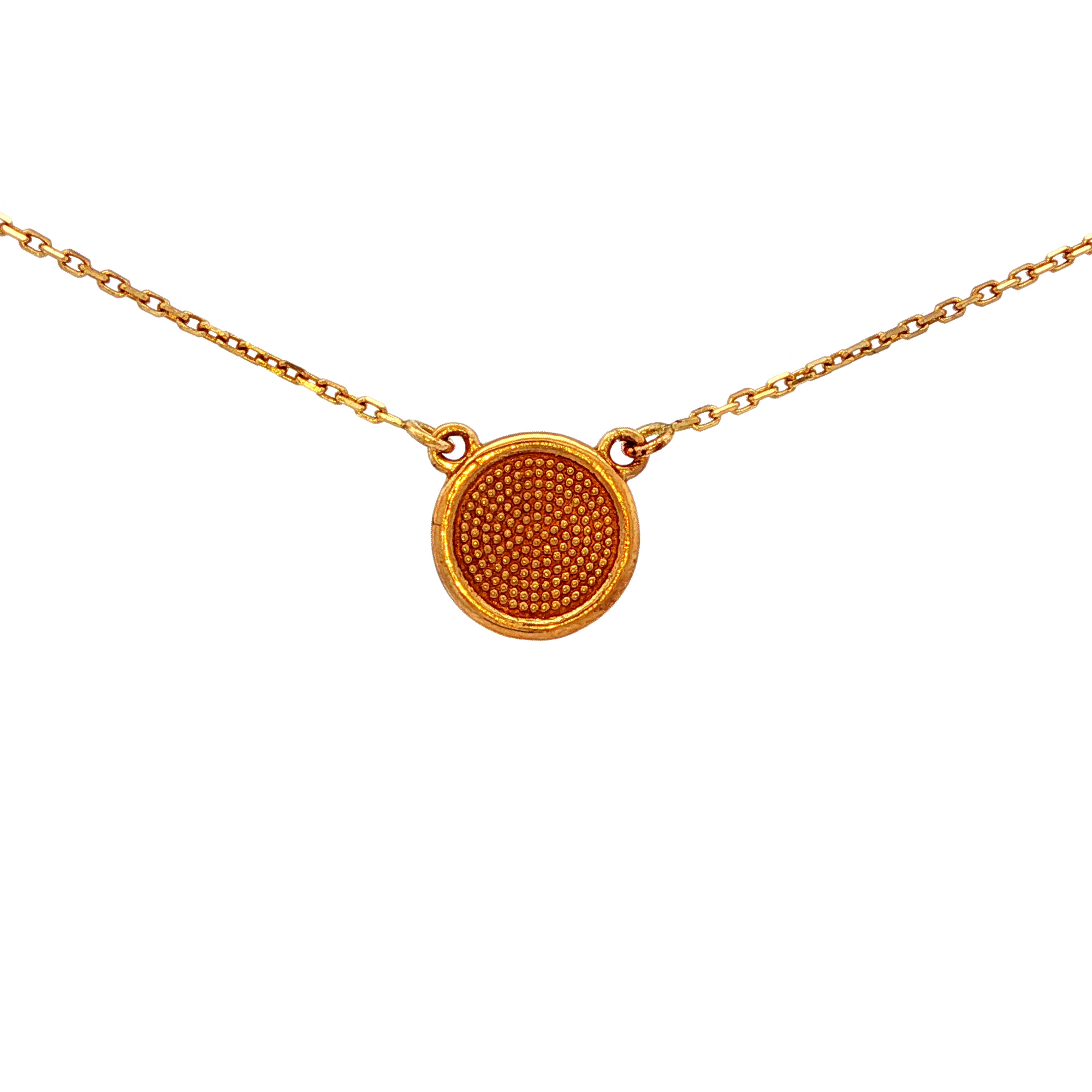 Circle Pressed Opal Bezel Set in Yellow Gold