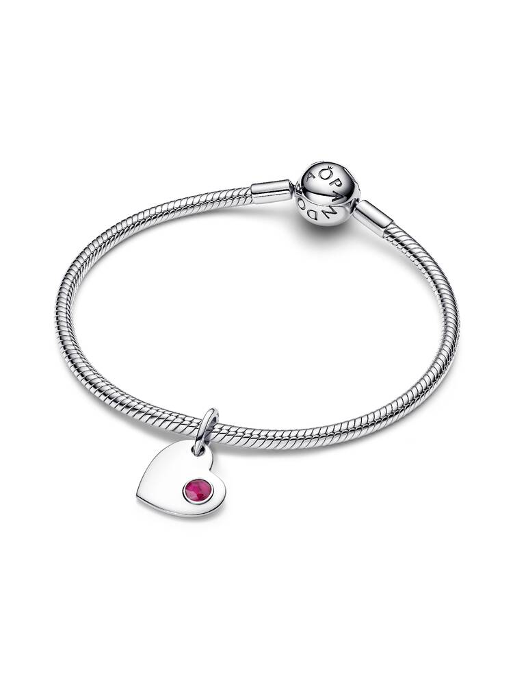 Pandora July Engravable Heart True Red Stone Dangle Charm