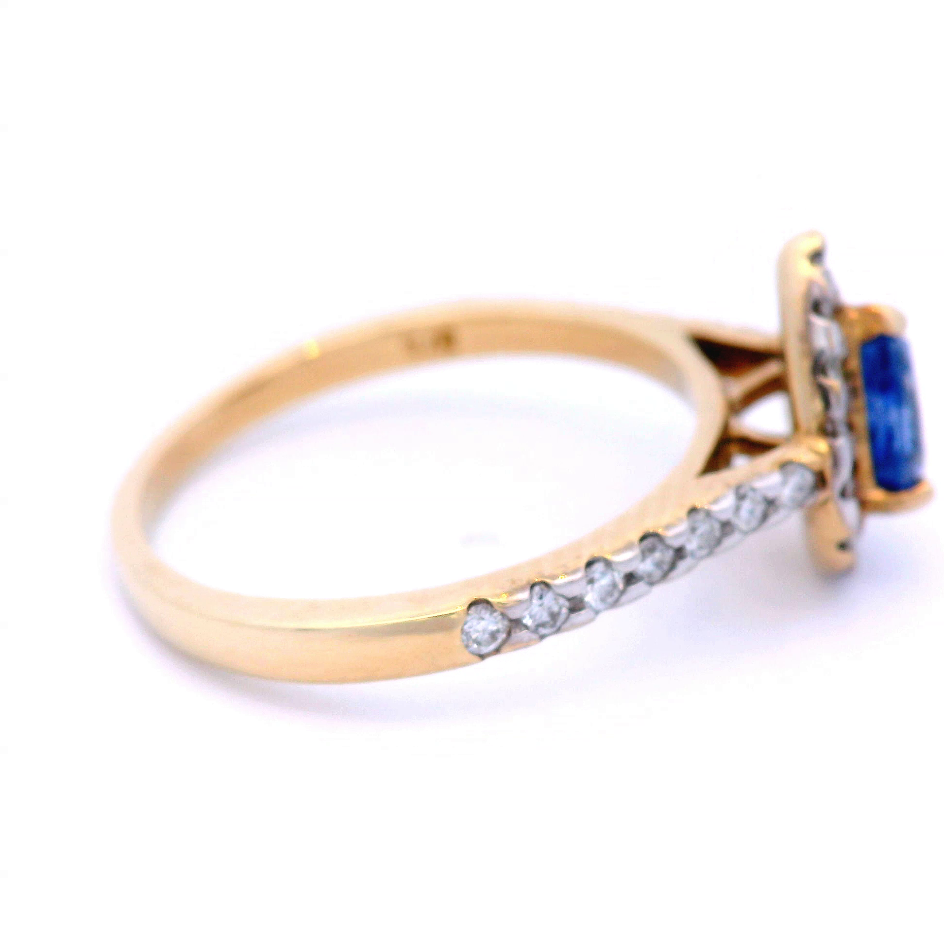 Pear Shaped Ceylon Sapphire with Diamond Halo Set Dress Ring