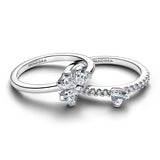 Clover sterling silver splittable ring with clear cubic zirconia