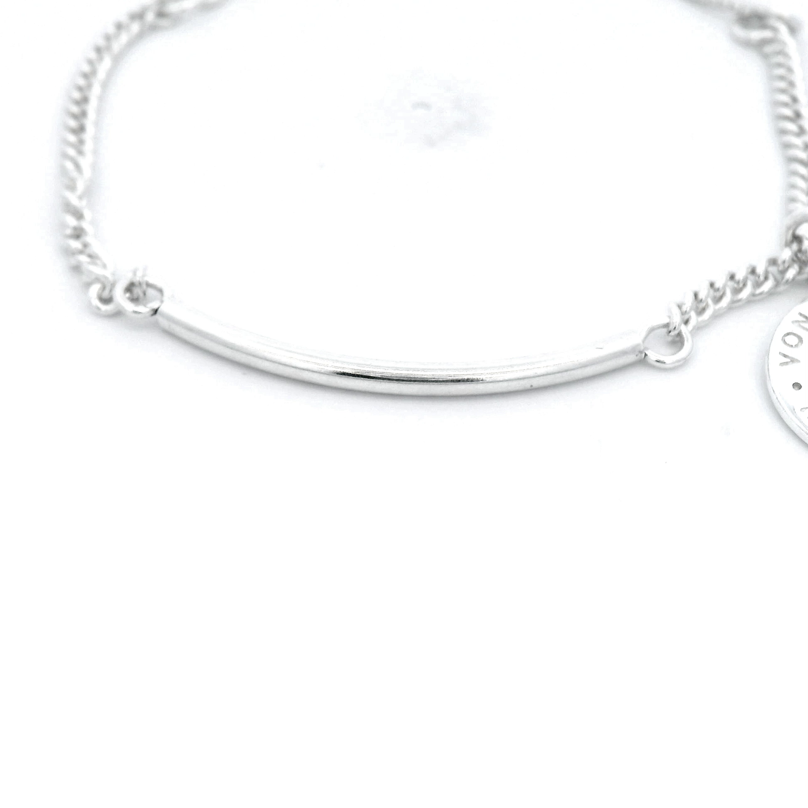 Von Treskow Sterling Silver Adjustable Curb & Bead Bracelet With 'VT' Plate