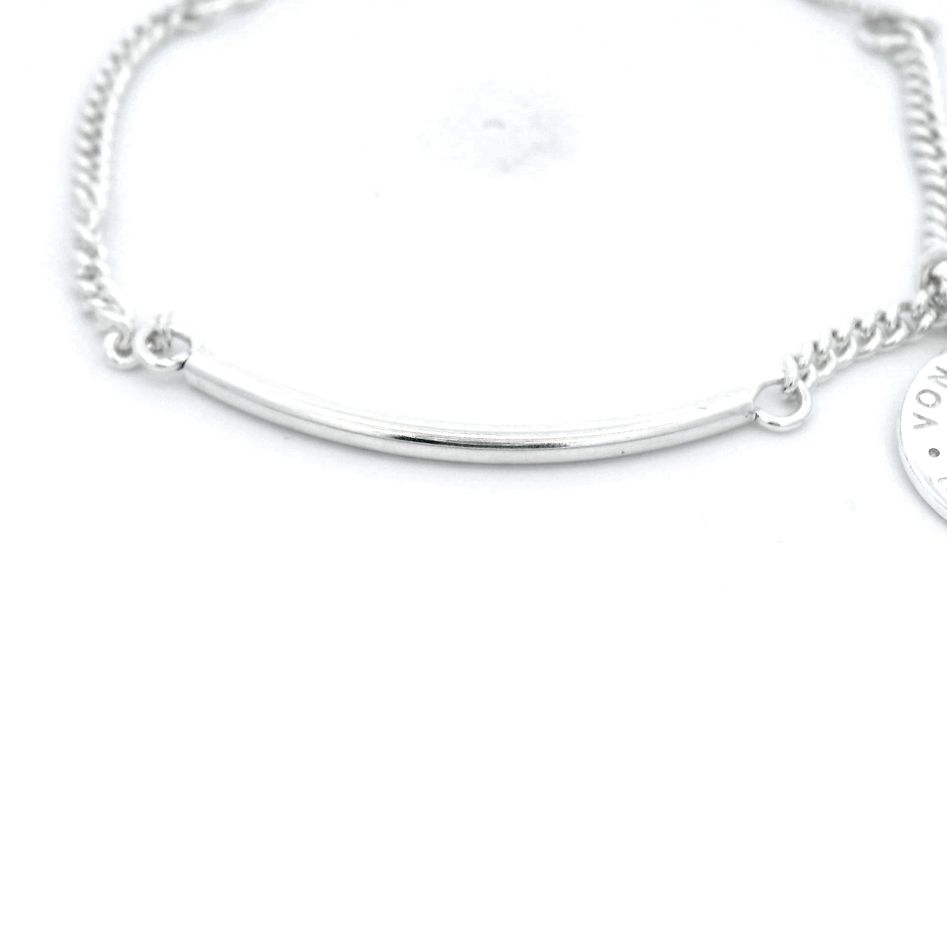 Von Treskow Sterling Silver Adjustable Curb & Bead Bracelet With 'VT' Plate