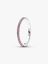 Sterling silver ring with fancy pink cubic zirconia