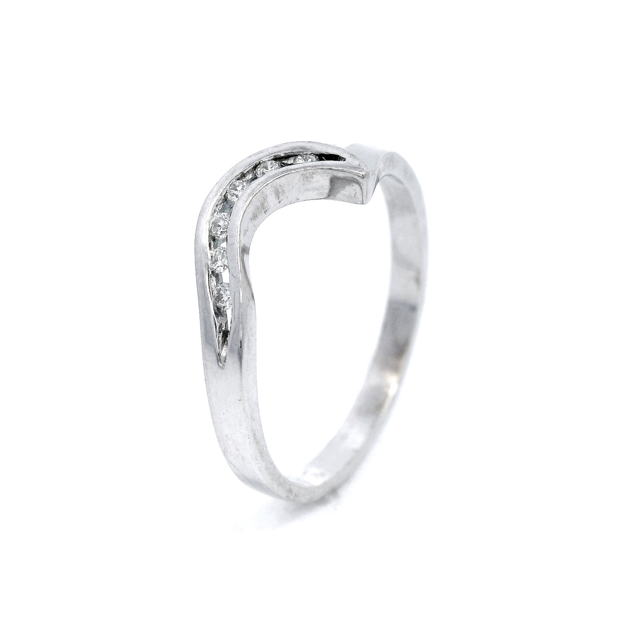9 Carat White Gold Shaped Channel Set Wedder