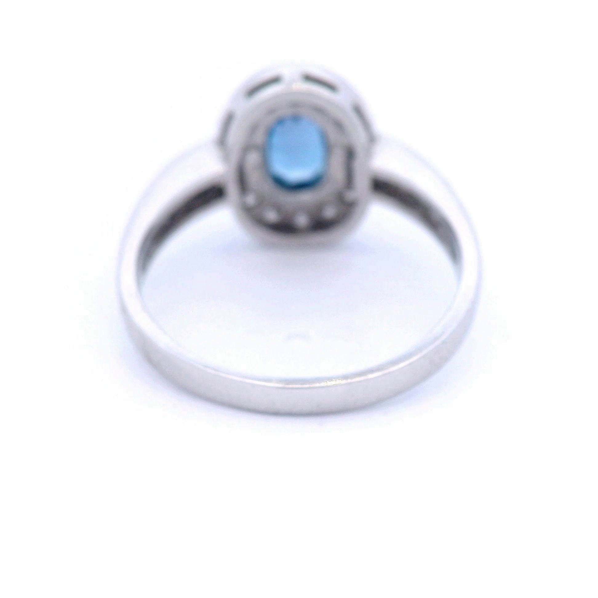 Aquamarine and Diamond Halo Dress Ring in White Gold