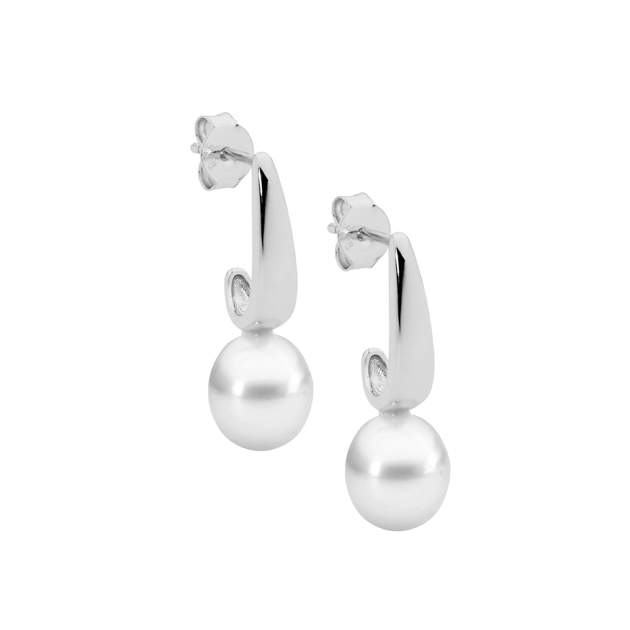 Ellani SS Drop Earrings W/ Freshwater Pearl