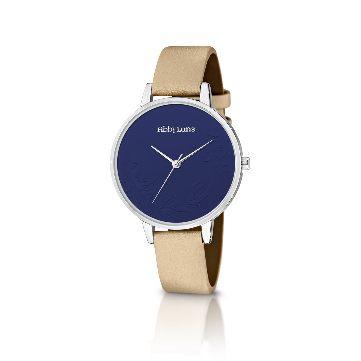 Abby Lane 'Emma' Collection Ladies Watch Silvertone Case and Navy Embossed Dial