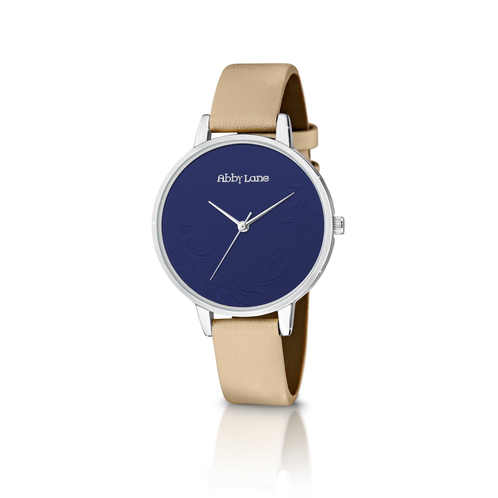 Abby Lane 'Emma' Collection Ladies Watch Silvertone Case and Navy Embossed Dial