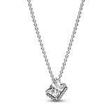 Sterling silver collier with pendant with clear cubic zirconia