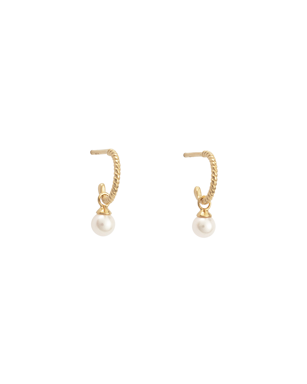 Kirstin Ash Tiny Pearl Hoops inYellow Gold