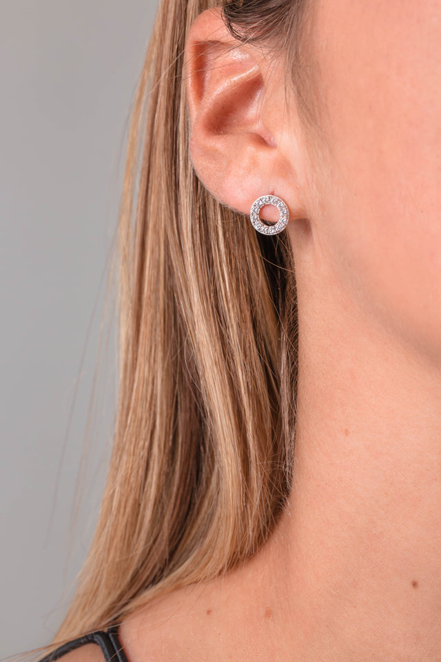 Georgini Baby Circle Cubic Zirconia Stud Earring Silver
