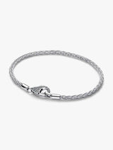 Foxtail sterling silver bracelet with clear cubic zirconia