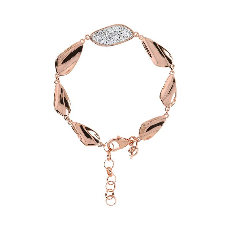 Bronzallure Polished Leaf Cubic Zirconia Bracelet