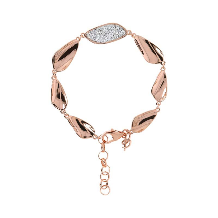 Bronzallure Polished Leaf Cubic Zirconia Bracelet
