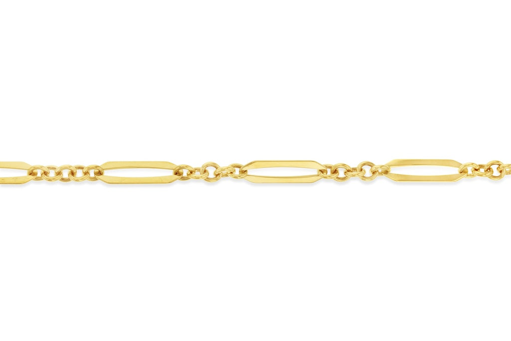 9ct YG Flat Fancy Paperclip Cable Bracelet