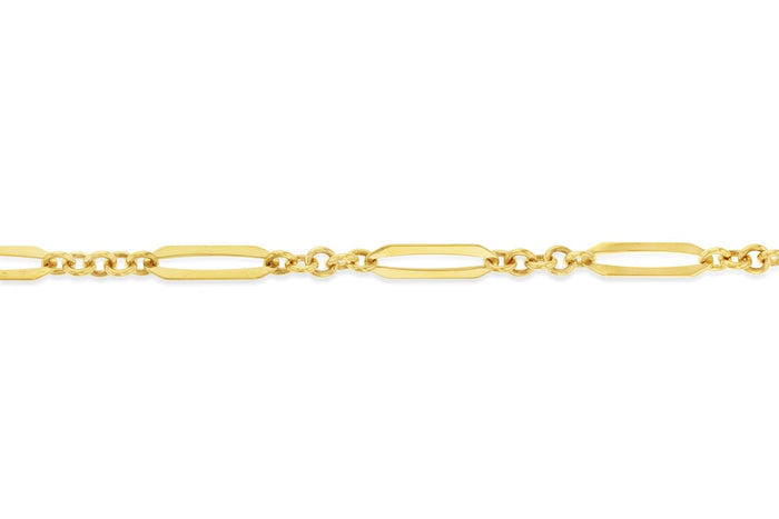 9ct YG Flat Fancy Paperclip Cable Bracelet