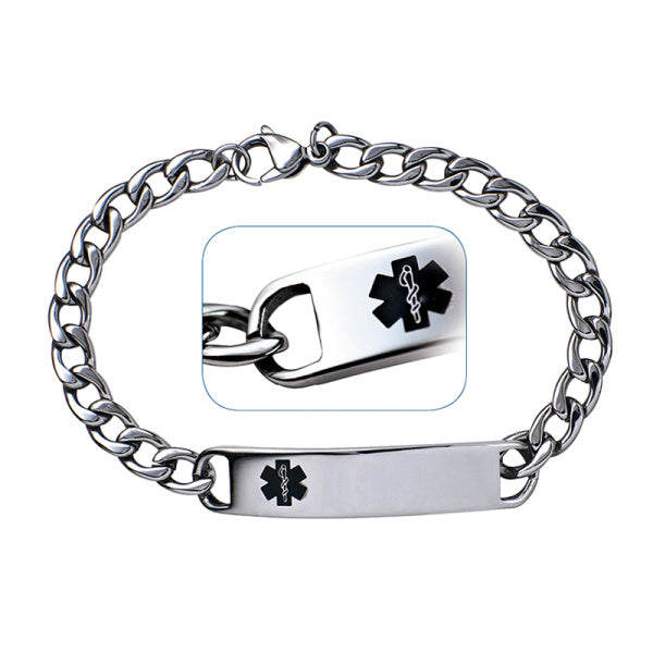 Stainless Steel / Black Enamel Men’s Medical ID Bracelet