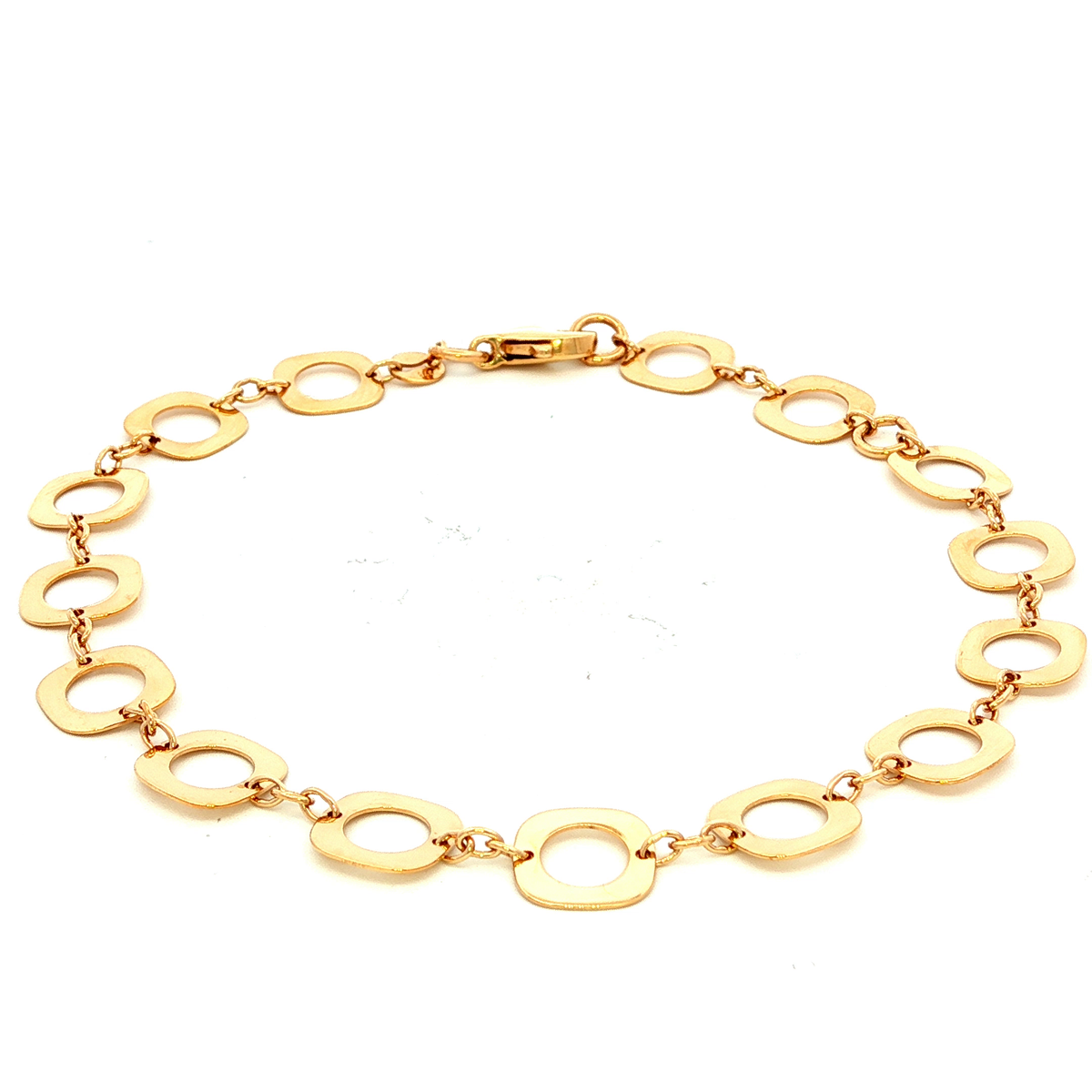 Square Circle Link Bracelet in Yellow Gold