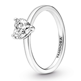 Heart sterling silver ring with clear cubic zirconia
